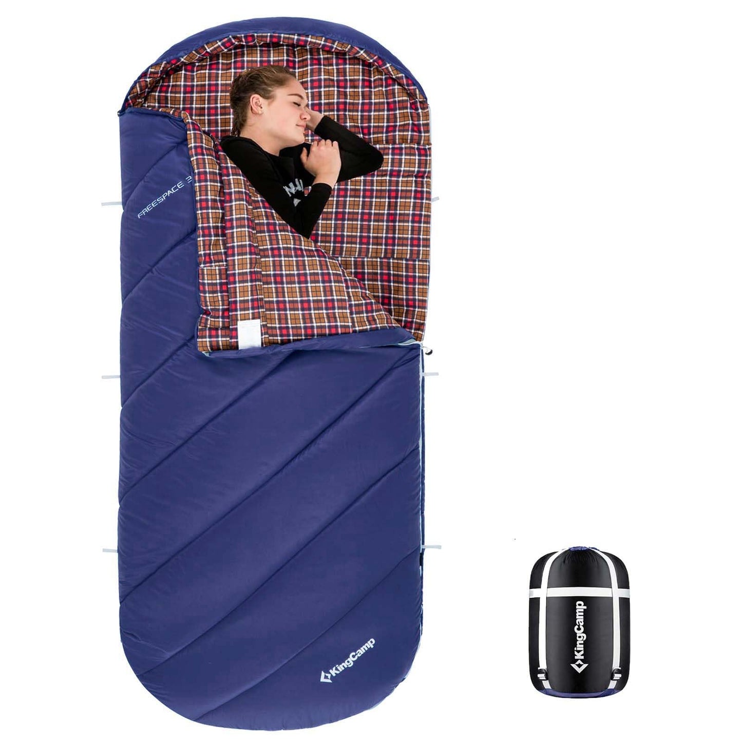 KingCamp Sleeping Bag for Adults, Cold Weather & Warm Extra Wide Big & Tall XL Portable Waterproof Flannel Sleeping Bags, Essentials Gear Accessories for Camping Backpacking Hiking Indoor & Outdoor