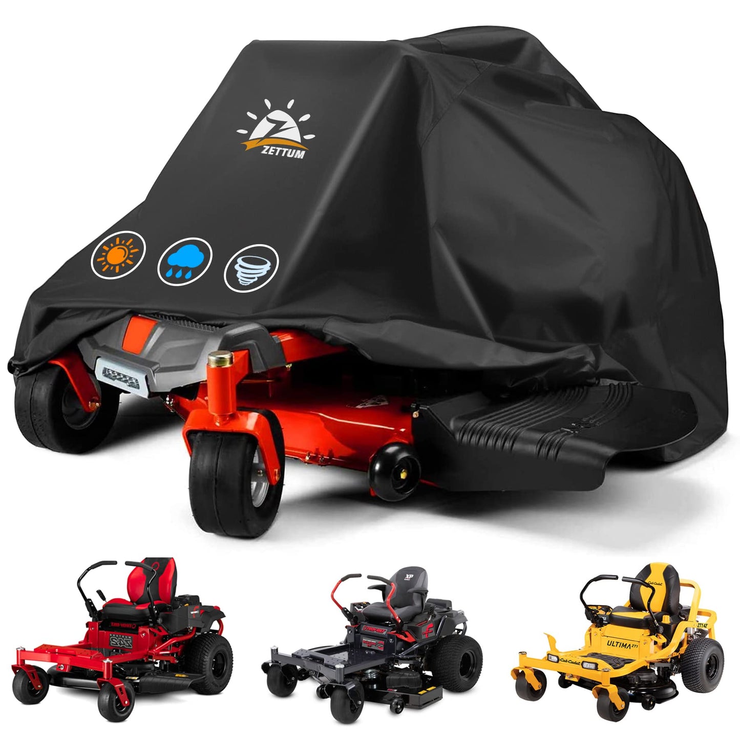 Riding Lawn Mower Cover - Lawn Tractor Covers Waterproof & Heavy Duty, 600D Outdoor Mower Cover Universal fit with Storage Bag for John Deere, EGO, Toro, Craftsman, Husqvarna, Honda and More