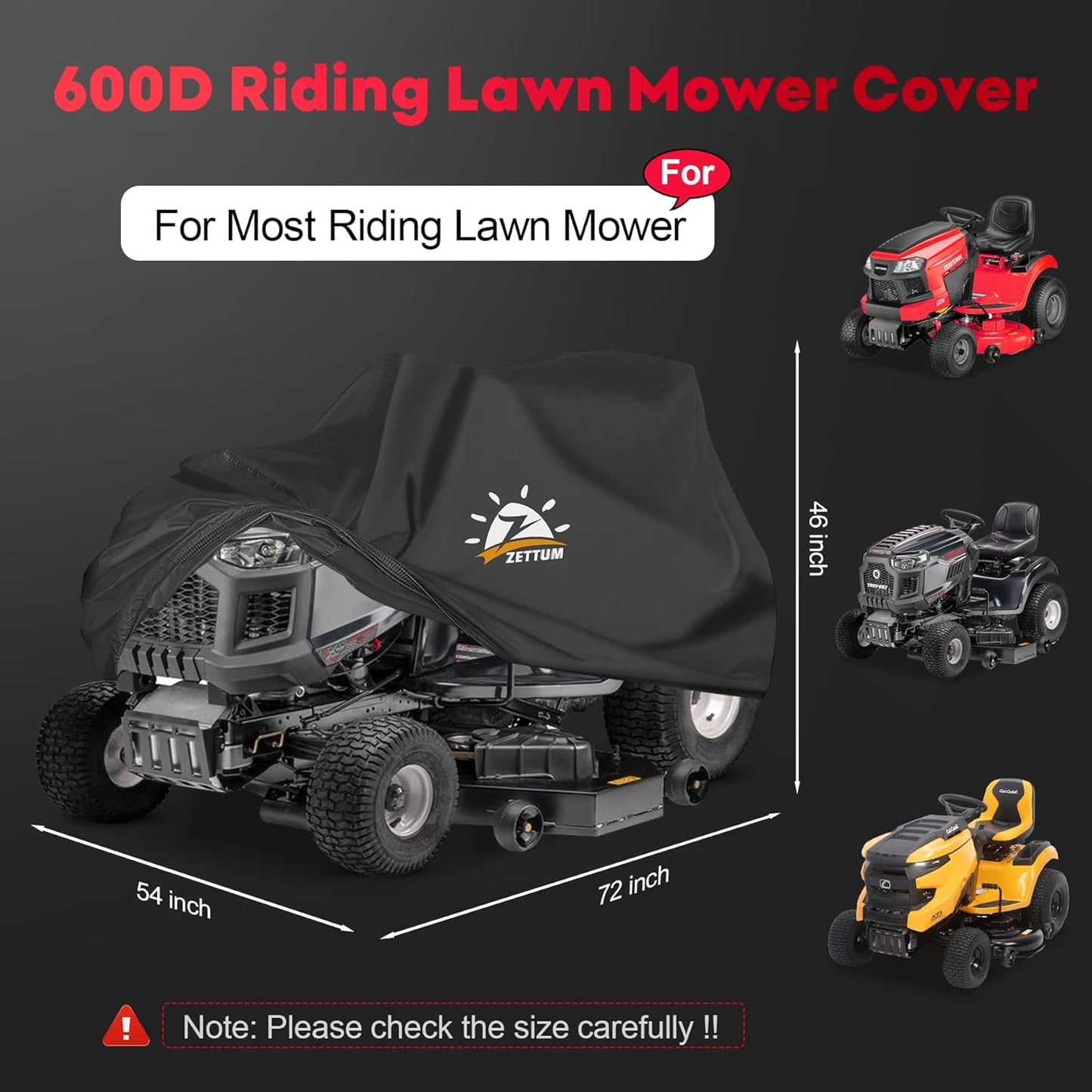 Riding Lawn Mower Cover - Lawn Tractor Covers Waterproof & Heavy Duty, 600D Outdoor Mower Cover Universal fit with Storage Bag for John Deere, EGO, Toro, Craftsman, Husqvarna, Honda and More