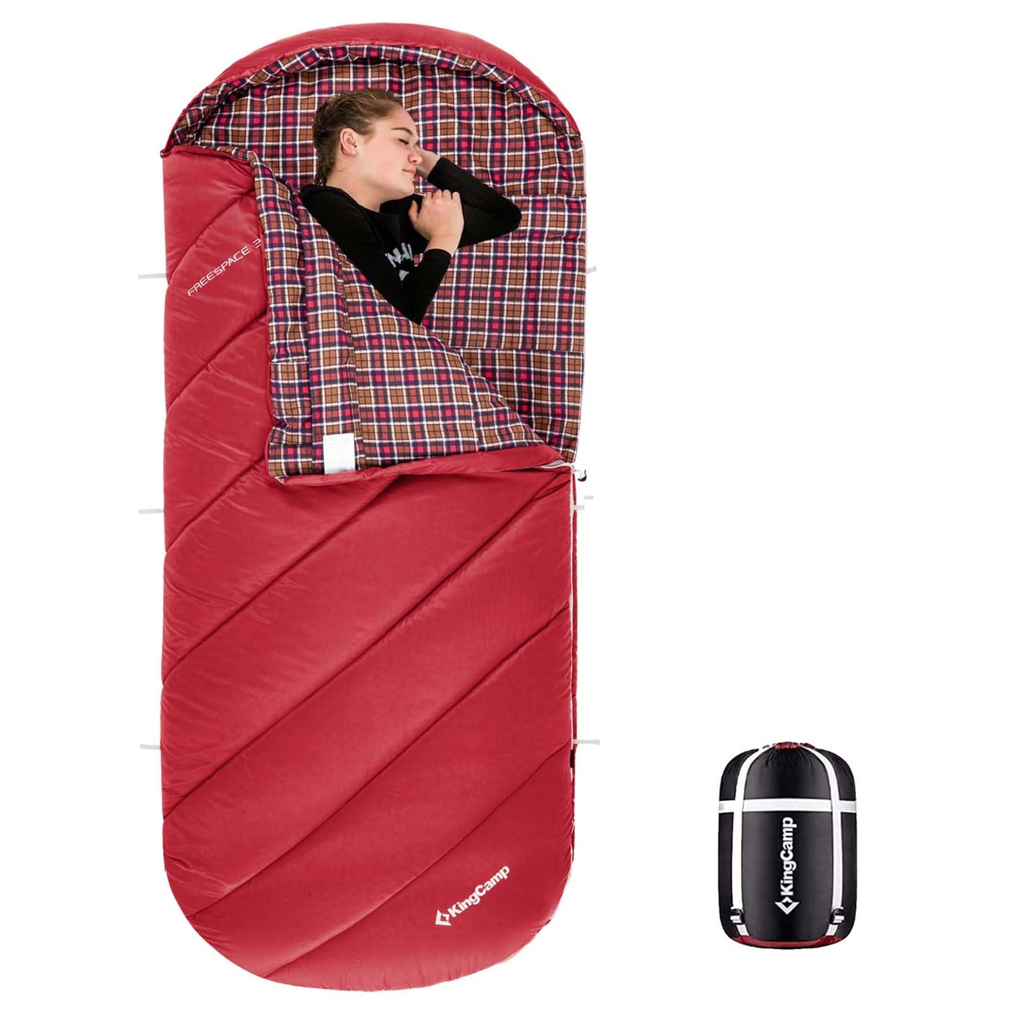 KingCamp Sleeping Bag for Adults, Cold Weather & Warm Extra Wide Big & Tall XL Portable Waterproof Flannel Sleeping Bags, Essentials Gear Accessories for Camping Backpacking Hiking Indoor & Outdoor