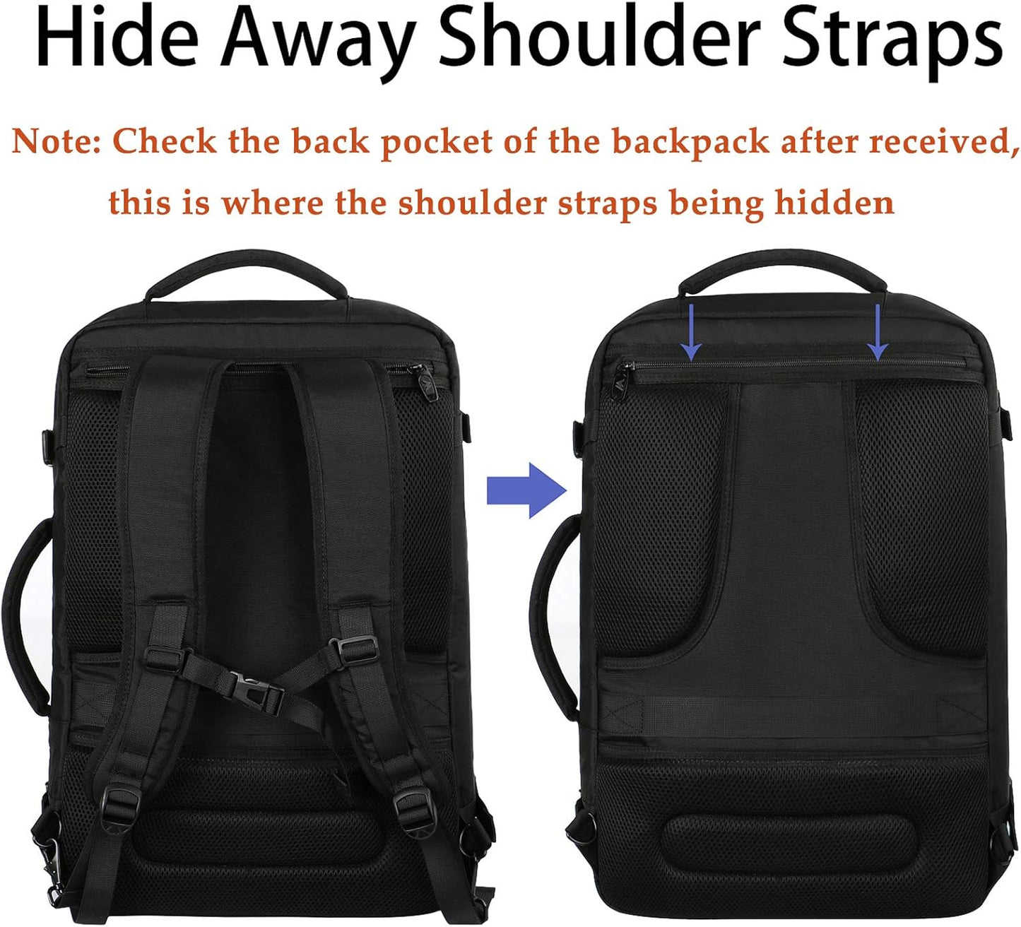 MATEIN Carry on Backpack, Extra Large Travel Backpack Expandable Airplane Approved Weekender Bag for Men and Women, Water Resistant Lightweight Daypack for Flight 40L, Black