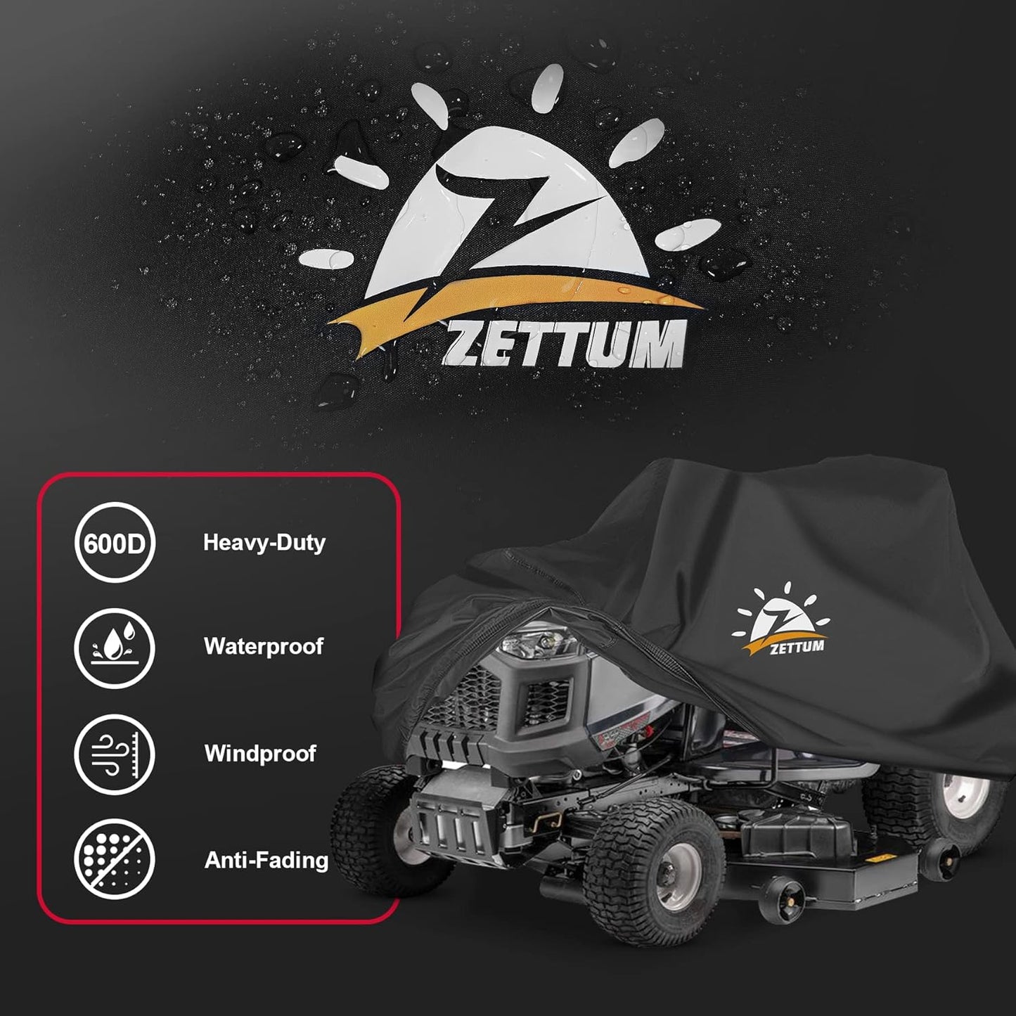 Riding Lawn Mower Cover - Lawn Tractor Covers Waterproof & Heavy Duty, 600D Outdoor Mower Cover Universal fit with Storage Bag for John Deere, EGO, Toro, Craftsman, Husqvarna, Honda and More