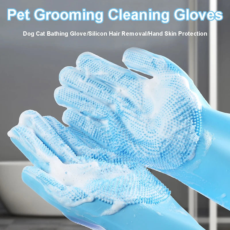 Soft Silicone Pet Grooming Gloves