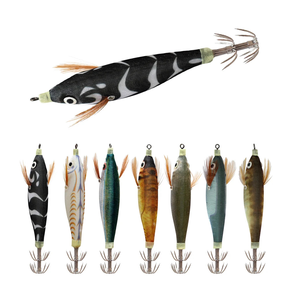 14pcs Luminous wood Squid Jig