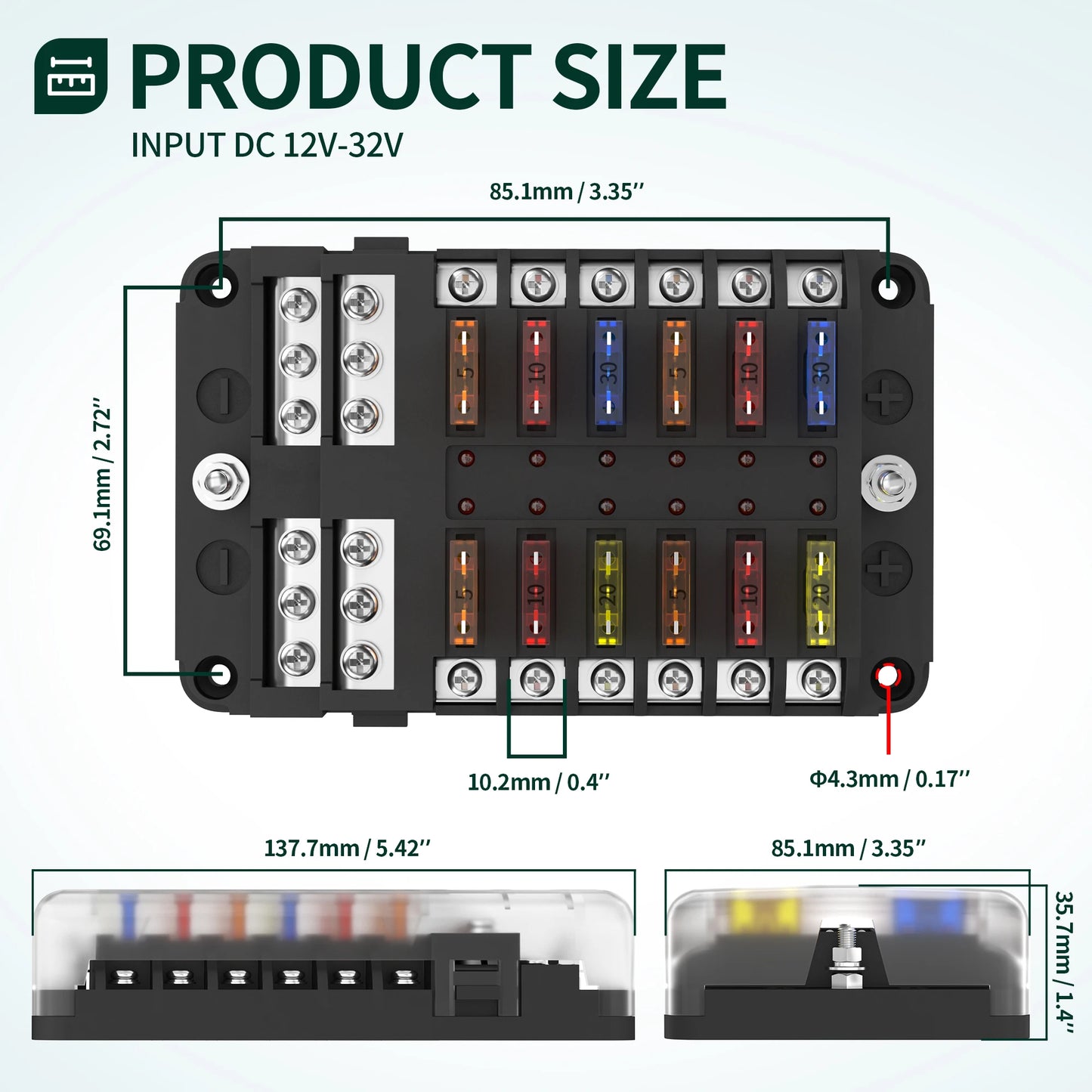 12 Way Fuse Block with LED Indicator