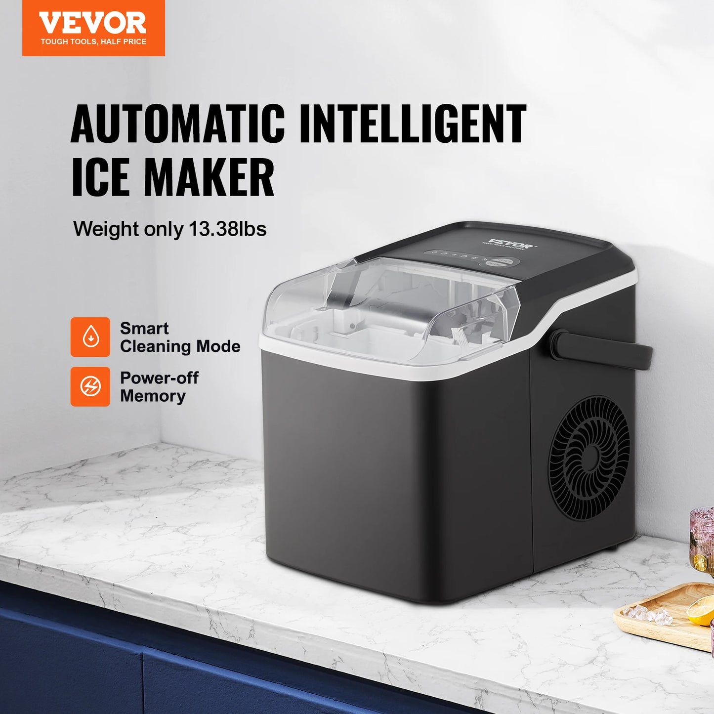 Self-Cleaning Portable Ice Maker with Ice Scoop