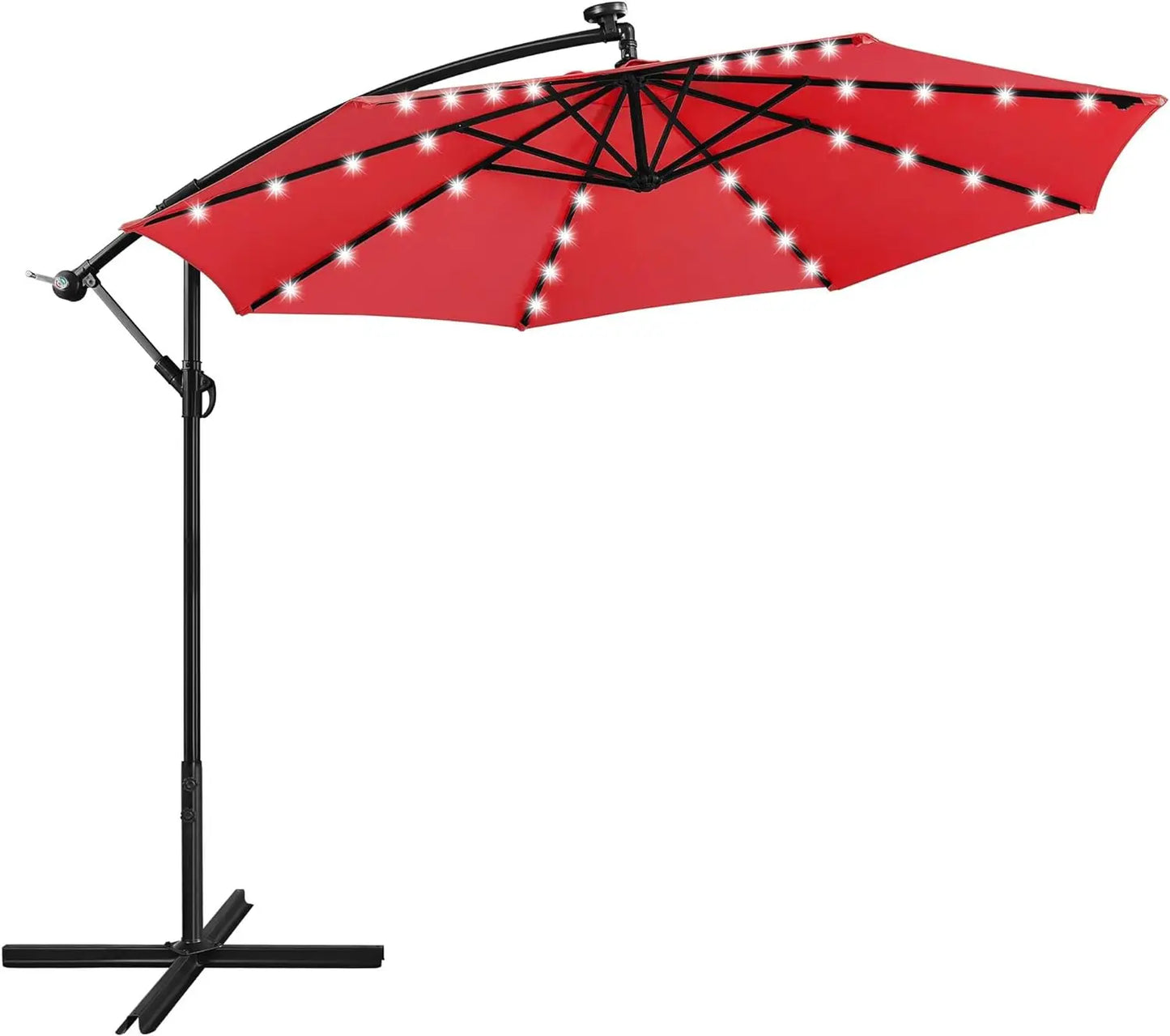 10FT Solar Offset Umbrella with 32 LED Lights