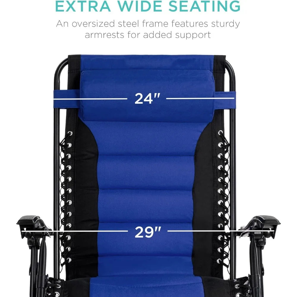 Oversized Padded Zero Gravity Folding Patio Recliner