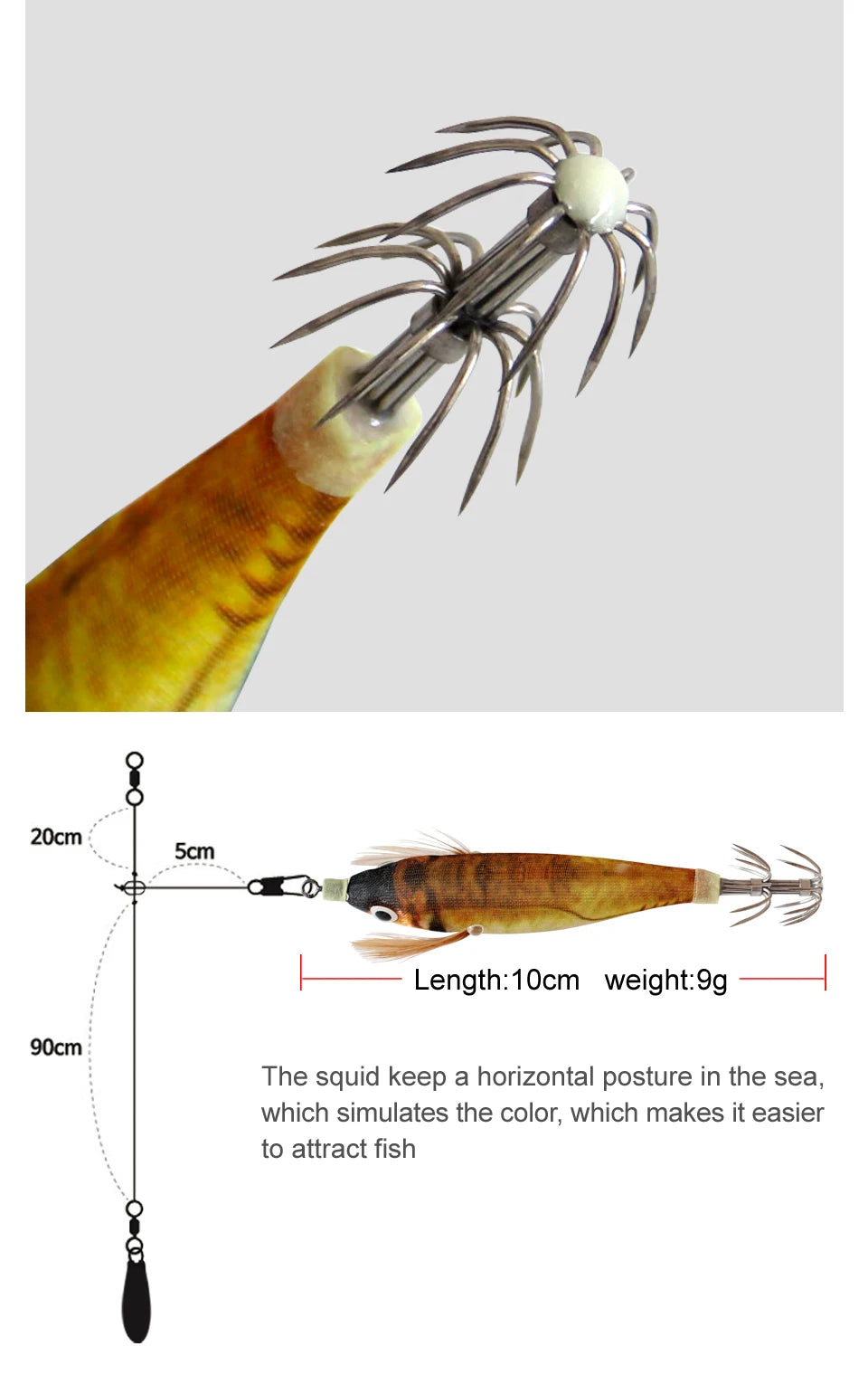 14pcs Luminous wood Squid Jig