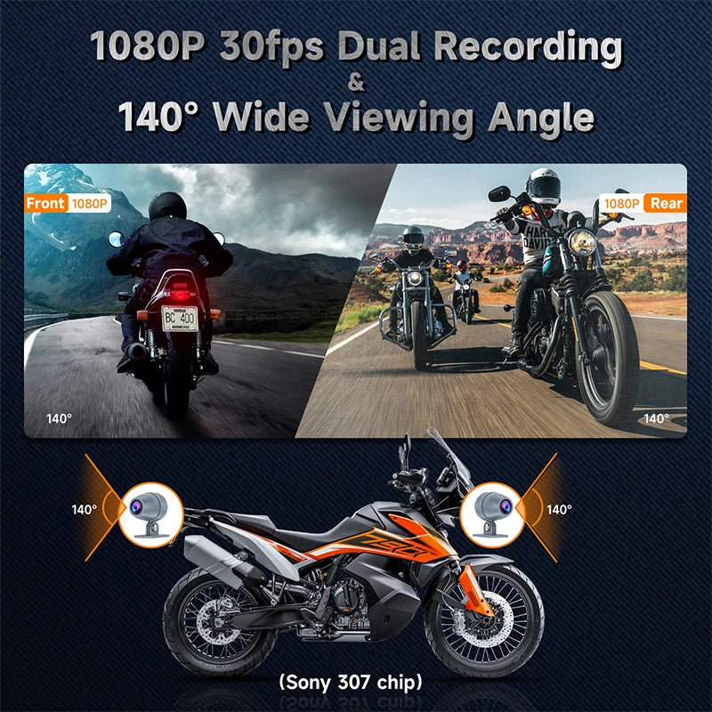 Motorcycle Dual Cameras Loop Recorder