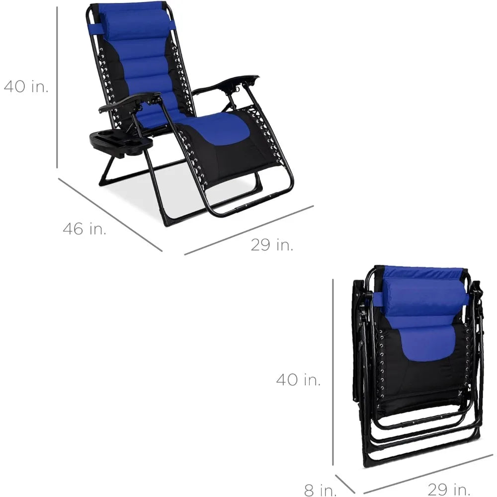 Oversized Padded Zero Gravity Folding Patio Recliner