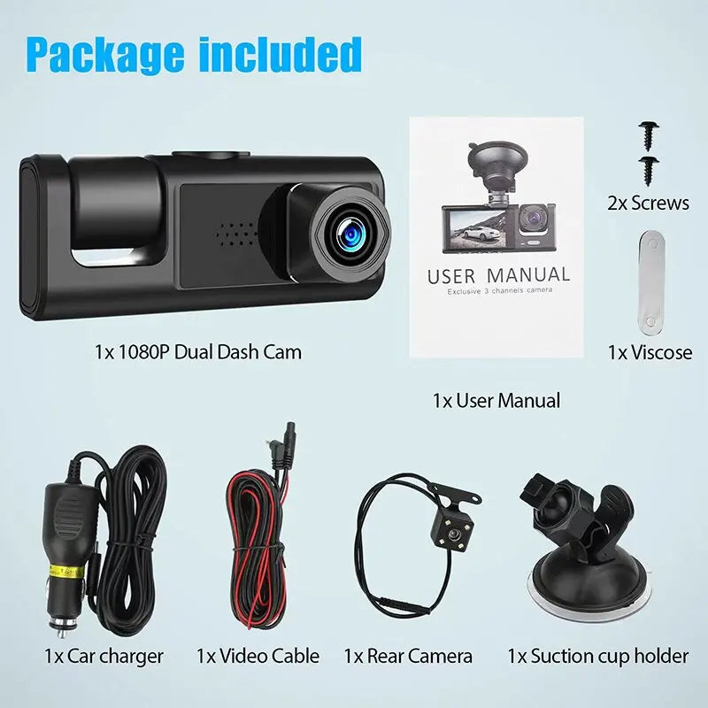 Driving recorder WIFI Car DVR 3 Channel Rear View Camera Drive recorder accesorios para auto