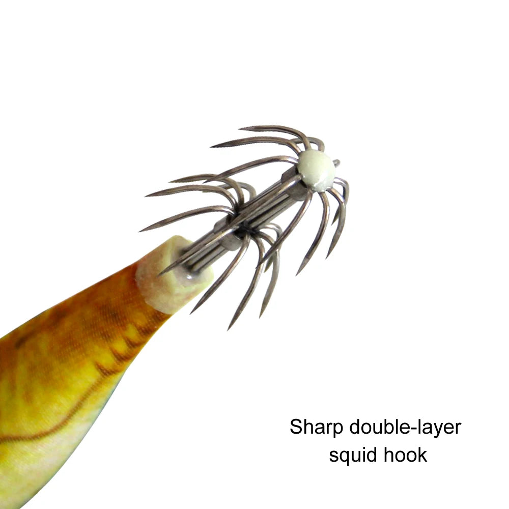 14pcs Luminous wood Squid Jig
