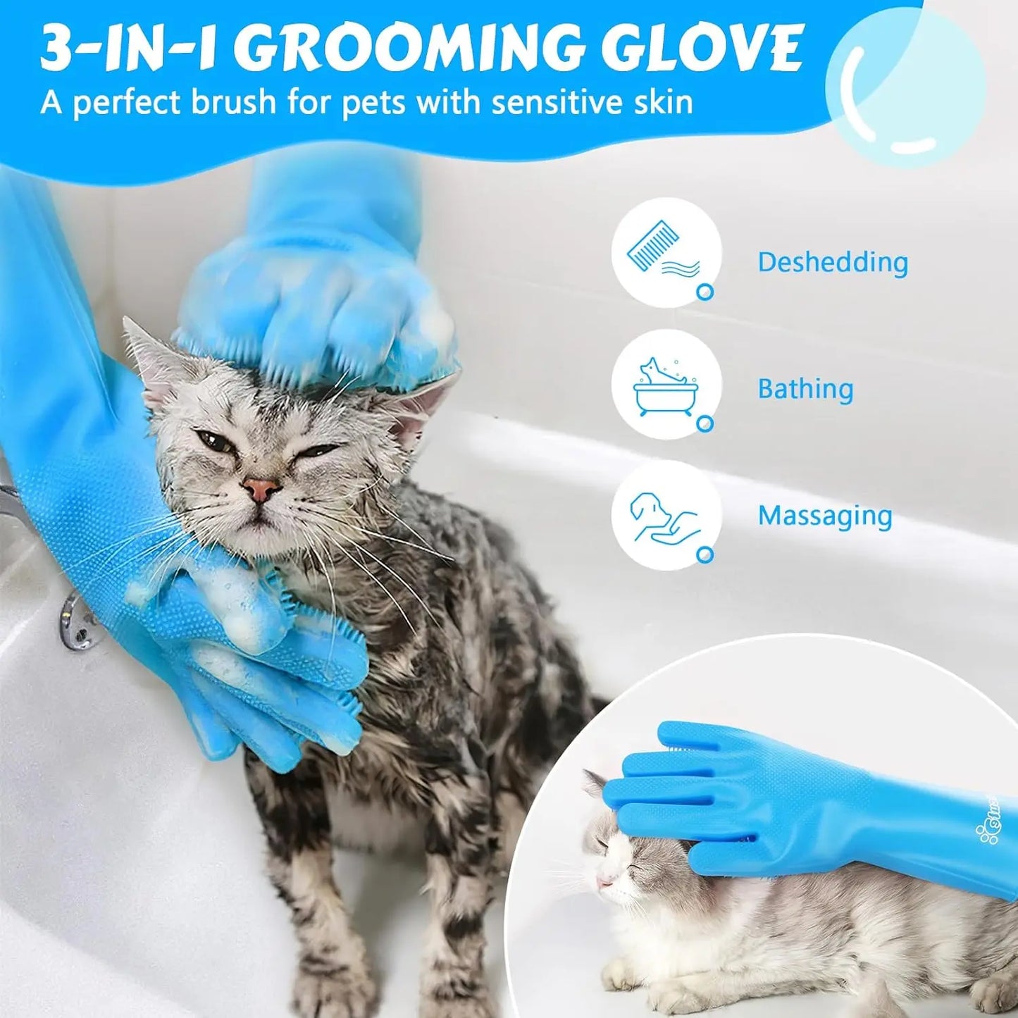 Soft Silicone Pet Grooming Gloves