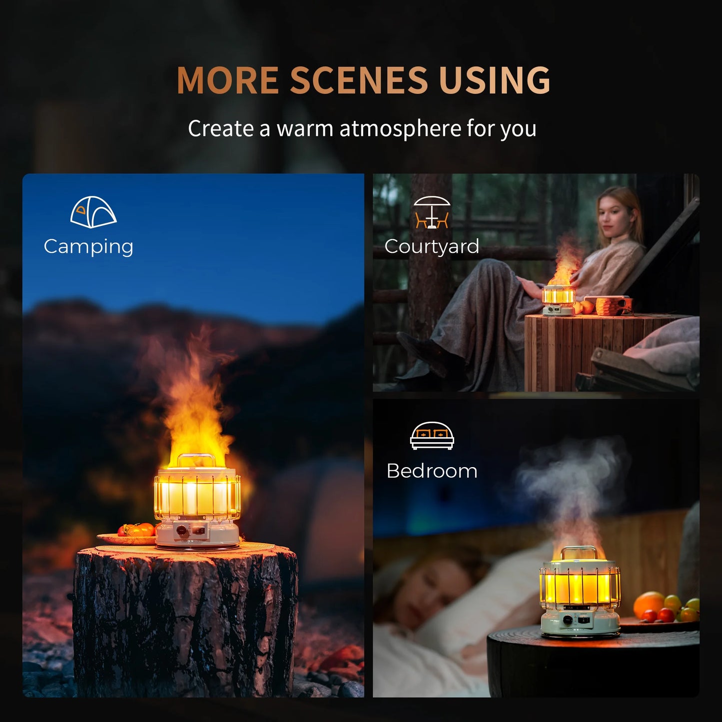 3-in-1 Vintage Rechargeable Camping Lantern with Battery
