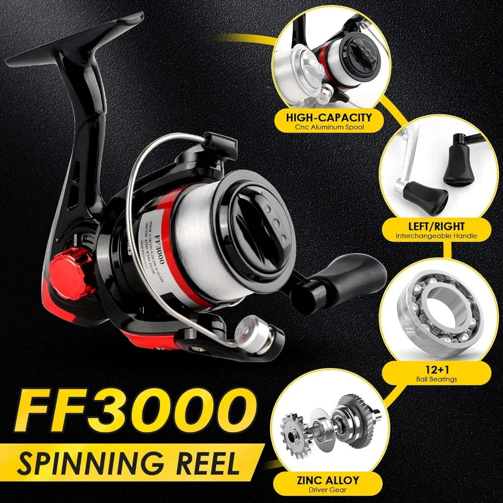 Collapsible Fishing Rod Reel Combo with Accessories & Bag