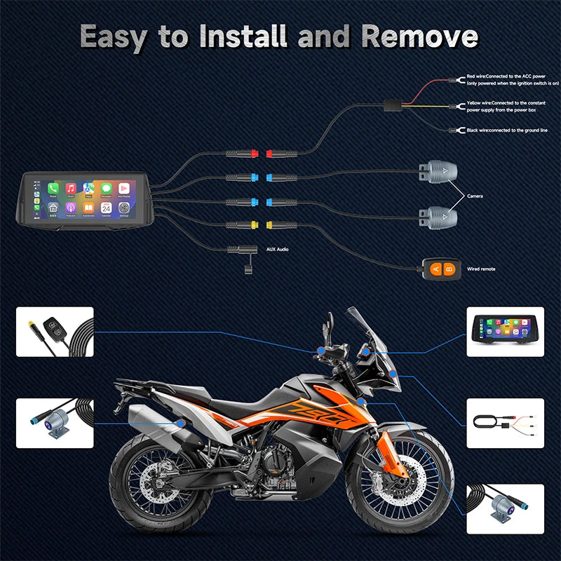 Motorcycle Dual Cameras Loop Recorder