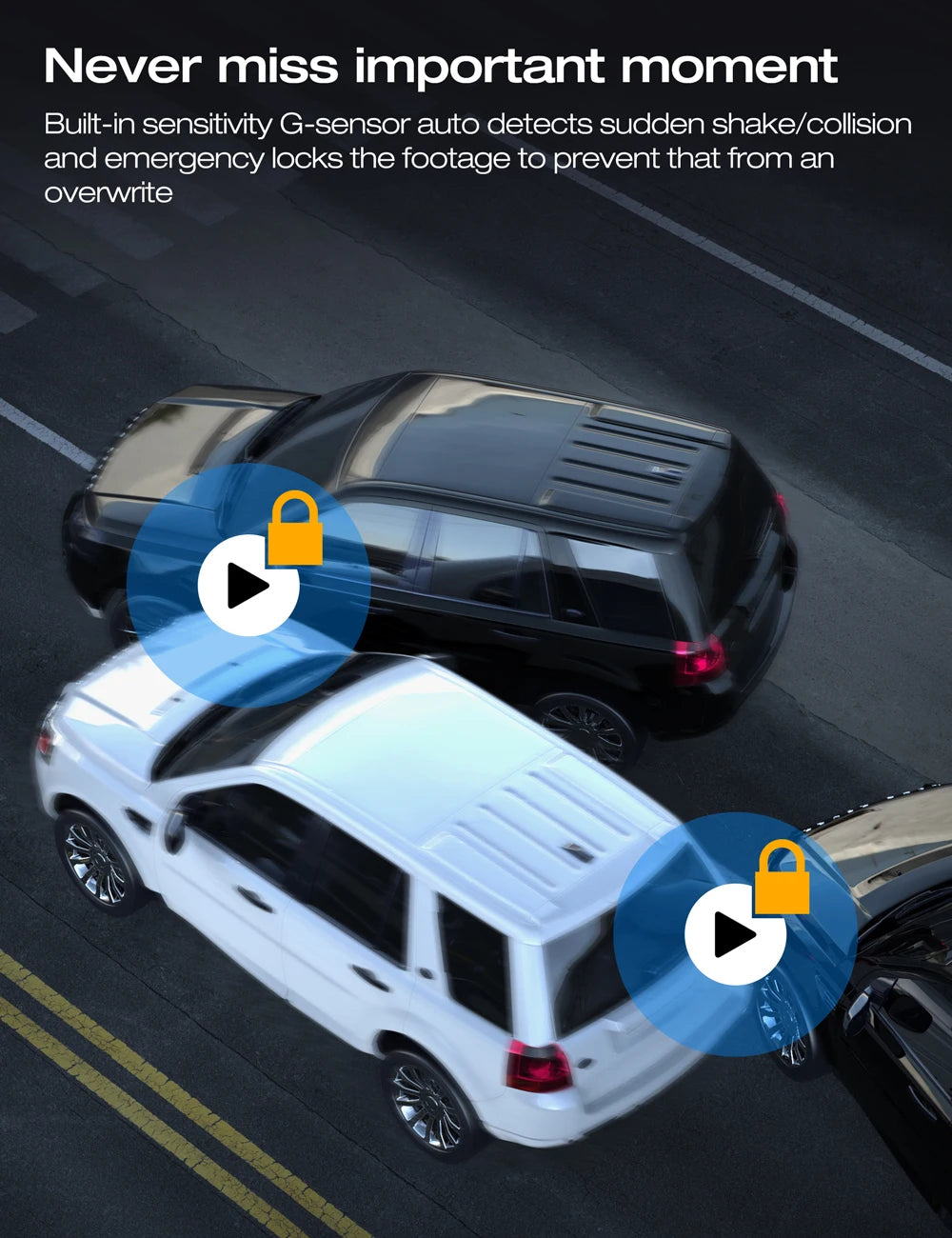 Front & Rear Dual Lens DashCam recorder with sensor