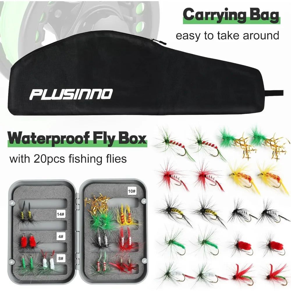 4 Piece Lightweight Graphite Fly Fishing Rod and Reel Combo