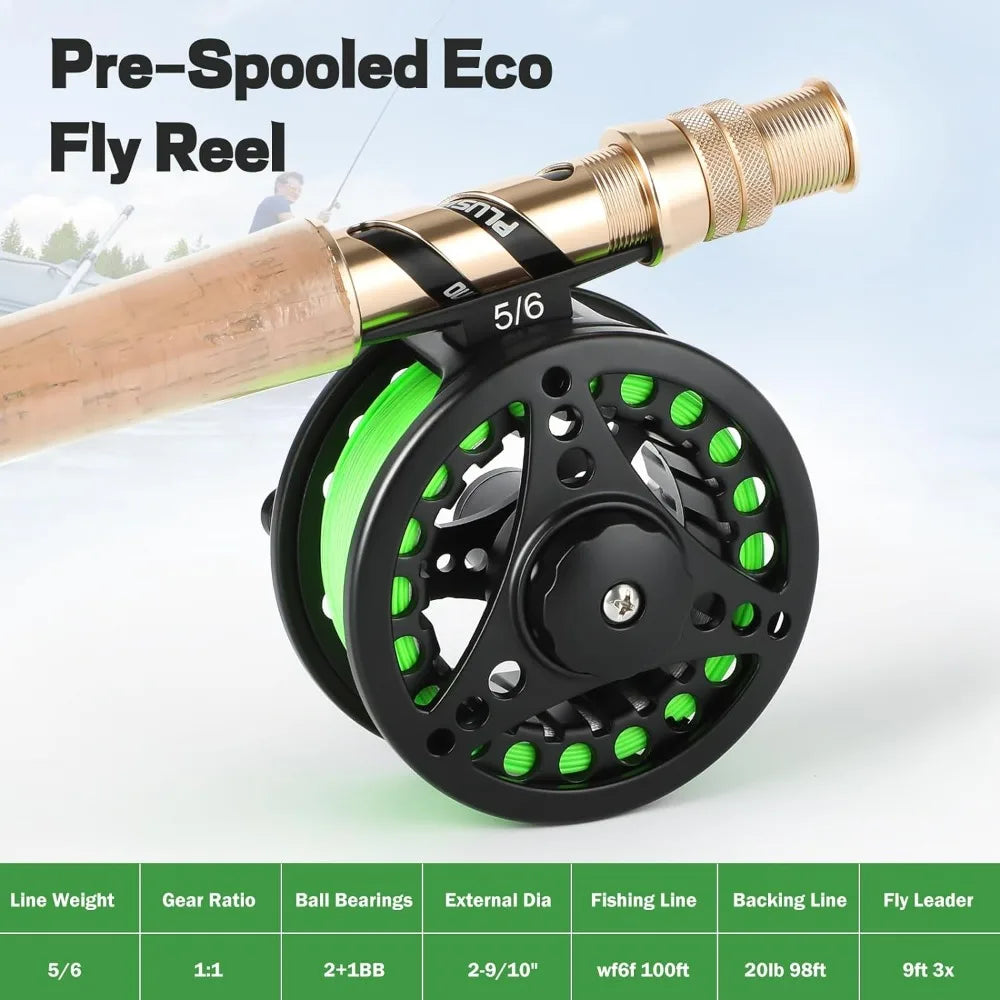 4 Piece Lightweight Graphite Fly Fishing Rod and Reel Combo