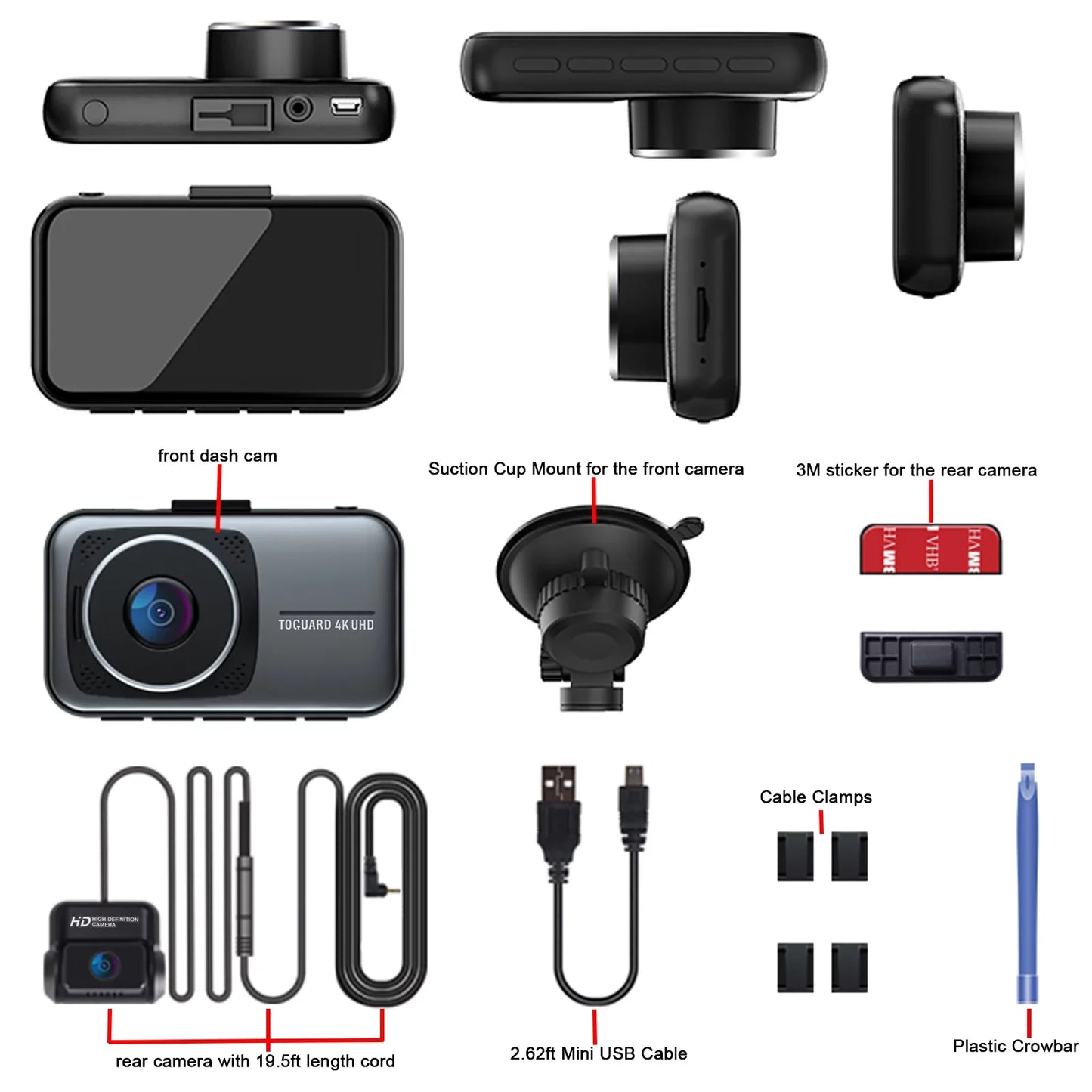 Front & Rear Dual Lens DashCam recorder with sensor