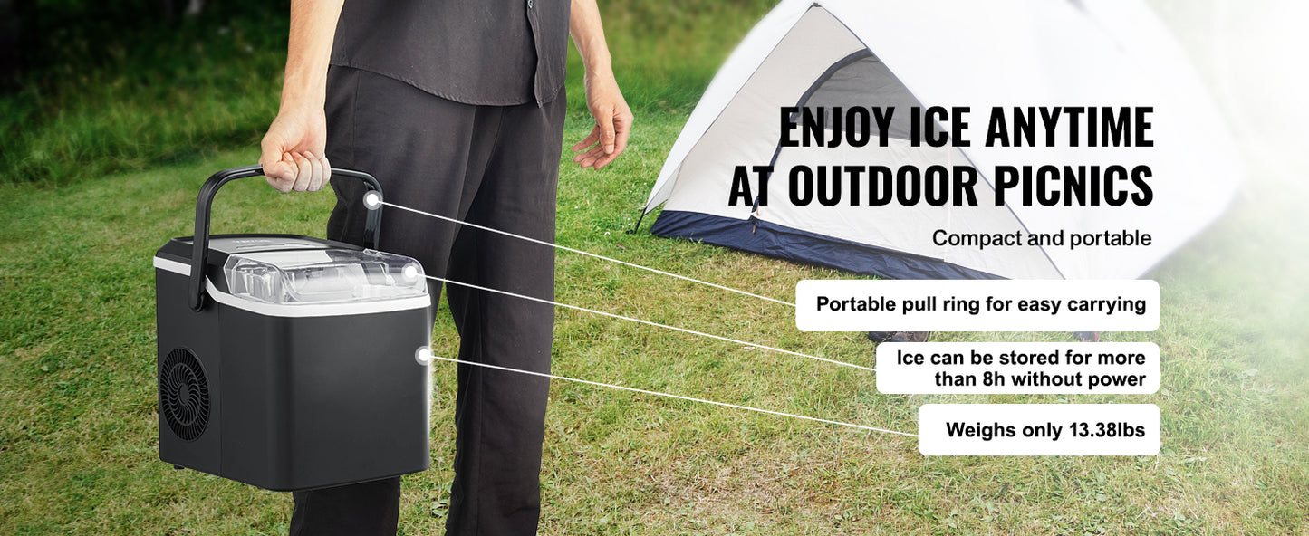 Self-Cleaning Portable Ice Maker with Ice Scoop
