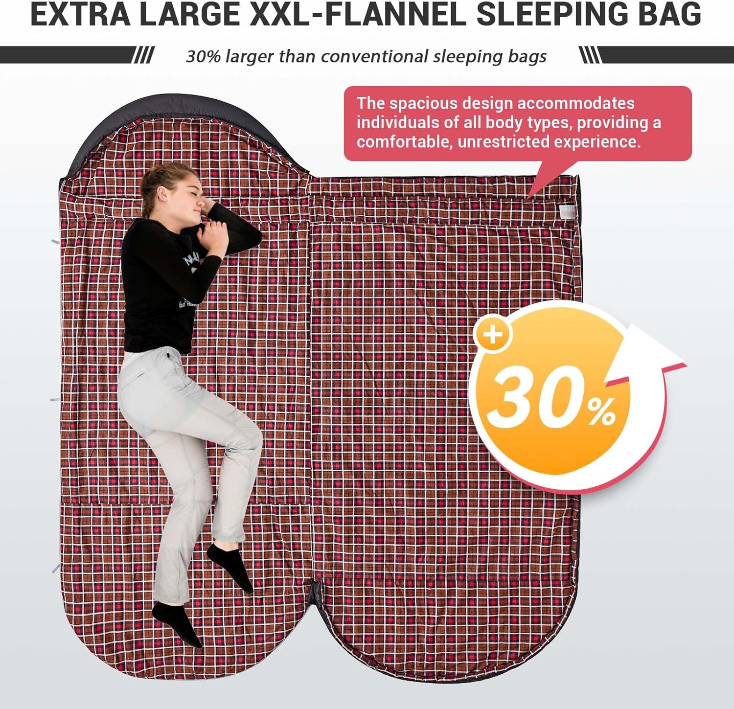 KingCamp Sleeping Bag for Adults, Cold Weather & Warm Extra Wide Big & Tall XL Portable Waterproof Flannel Sleeping Bags, Essentials Gear Accessories for Camping Backpacking Hiking Indoor & Outdoor