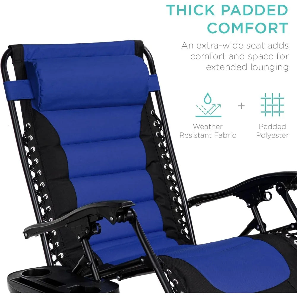 Oversized Padded Zero Gravity Folding  Patio Recliner
