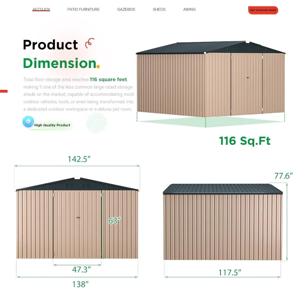 12 'x 10' Oversized Steel Shed
